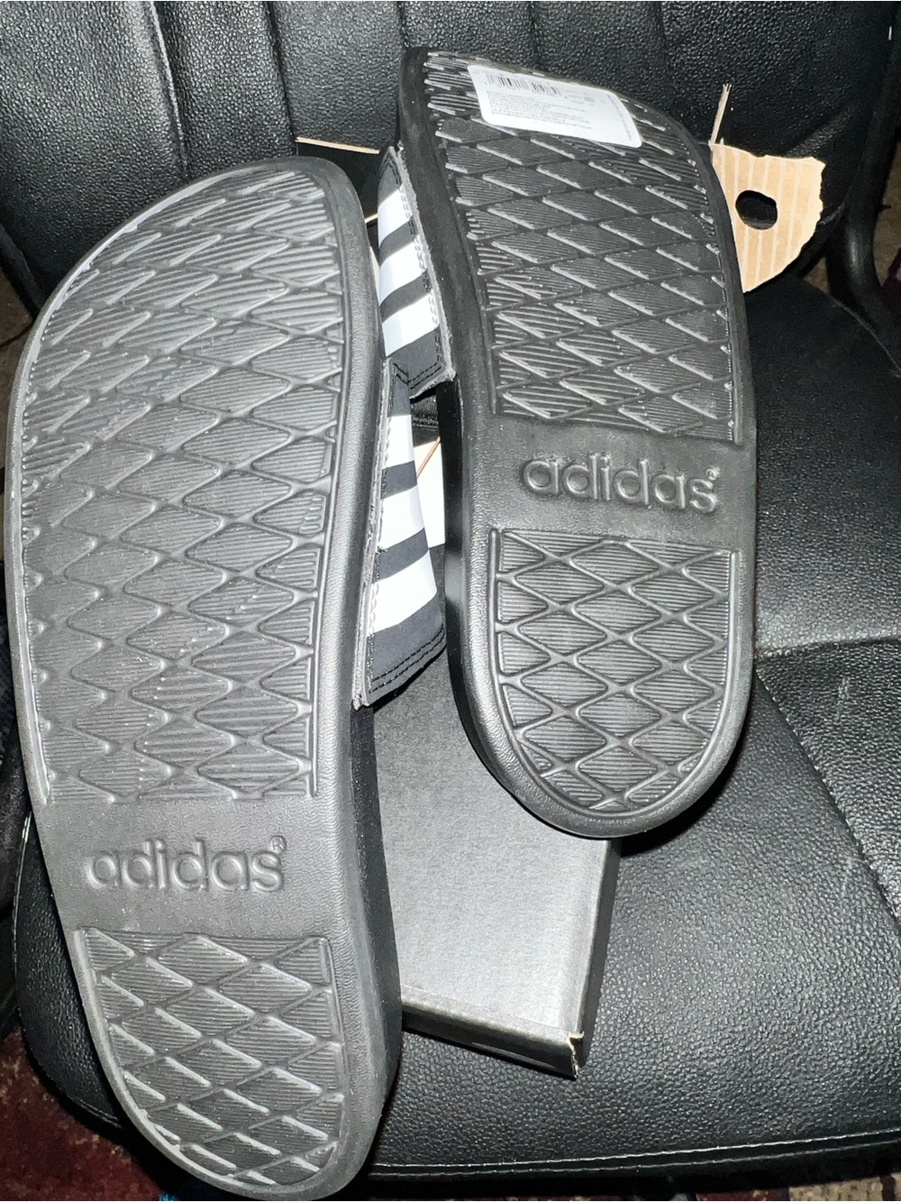 adidas unisex Black & White Slide Sandals - Picture 6 of 9